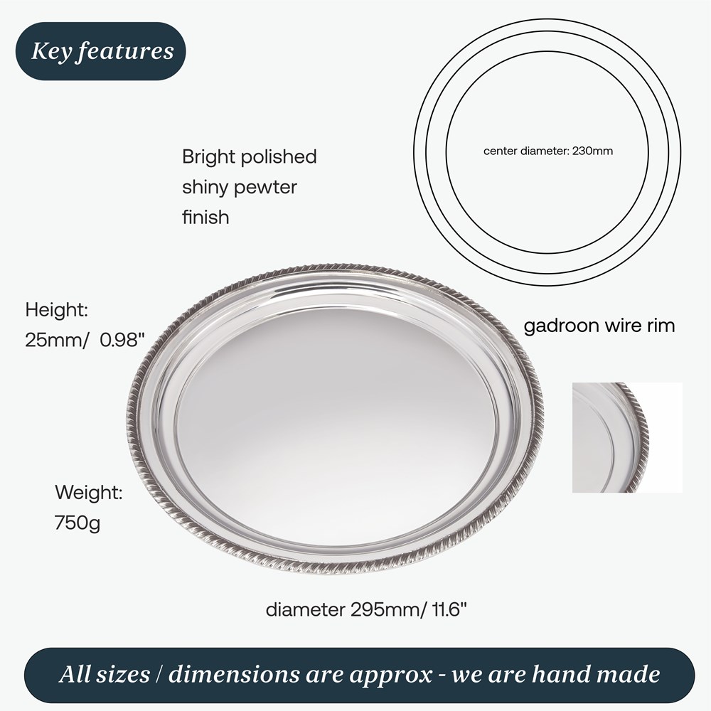 Large Gadroon Rim Pewter Tray Large Gadroon Rim Pewter Tray