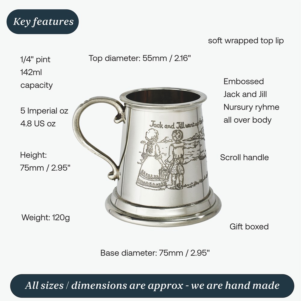 Jack And Jill Pewter Baby Quarter Pint Mug Jack And Jill Pewter Baby Quarter Pint Mug