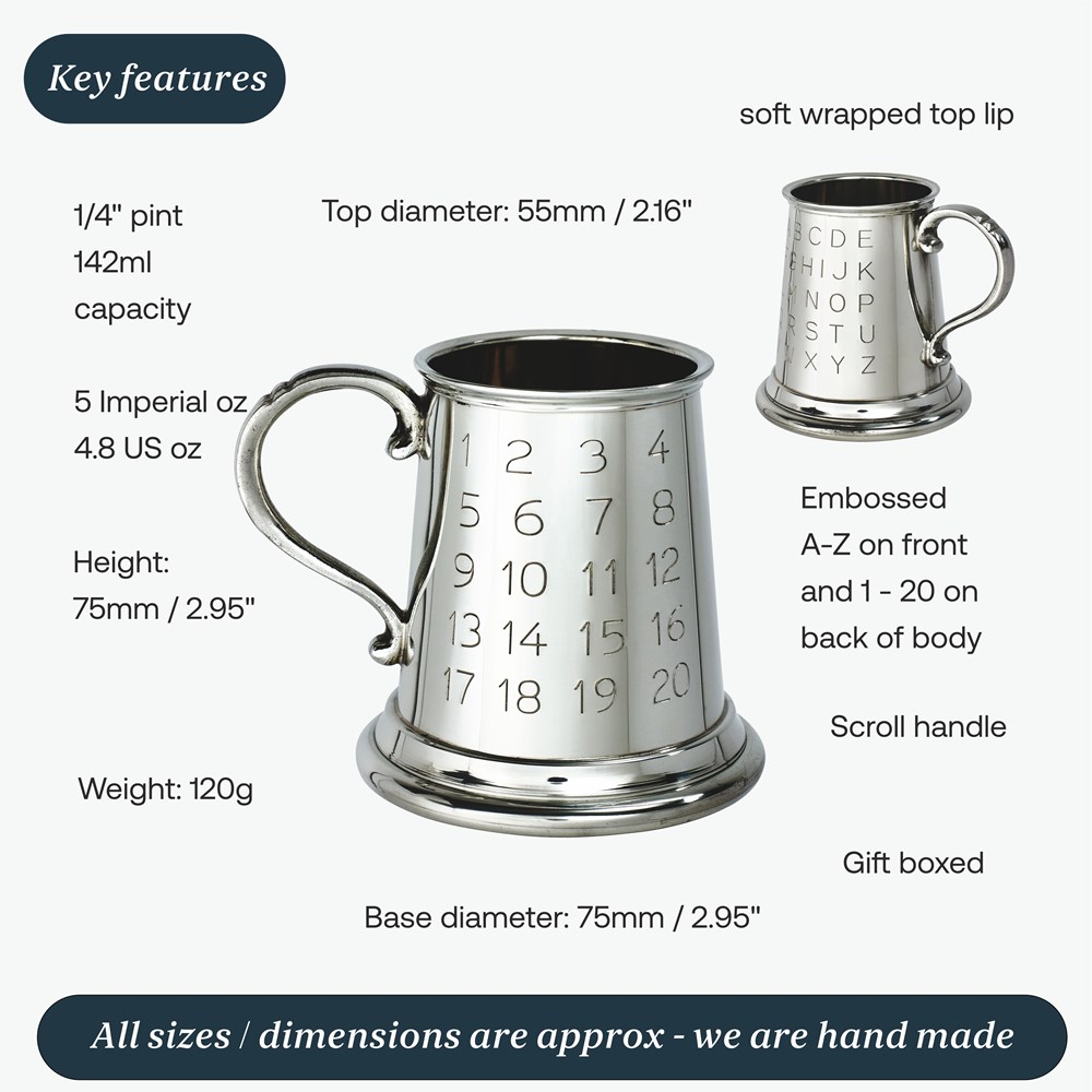 Pewter Tutor Quarter Pint Baby Mug Pewter Tutor Quarter Pint Baby Mug