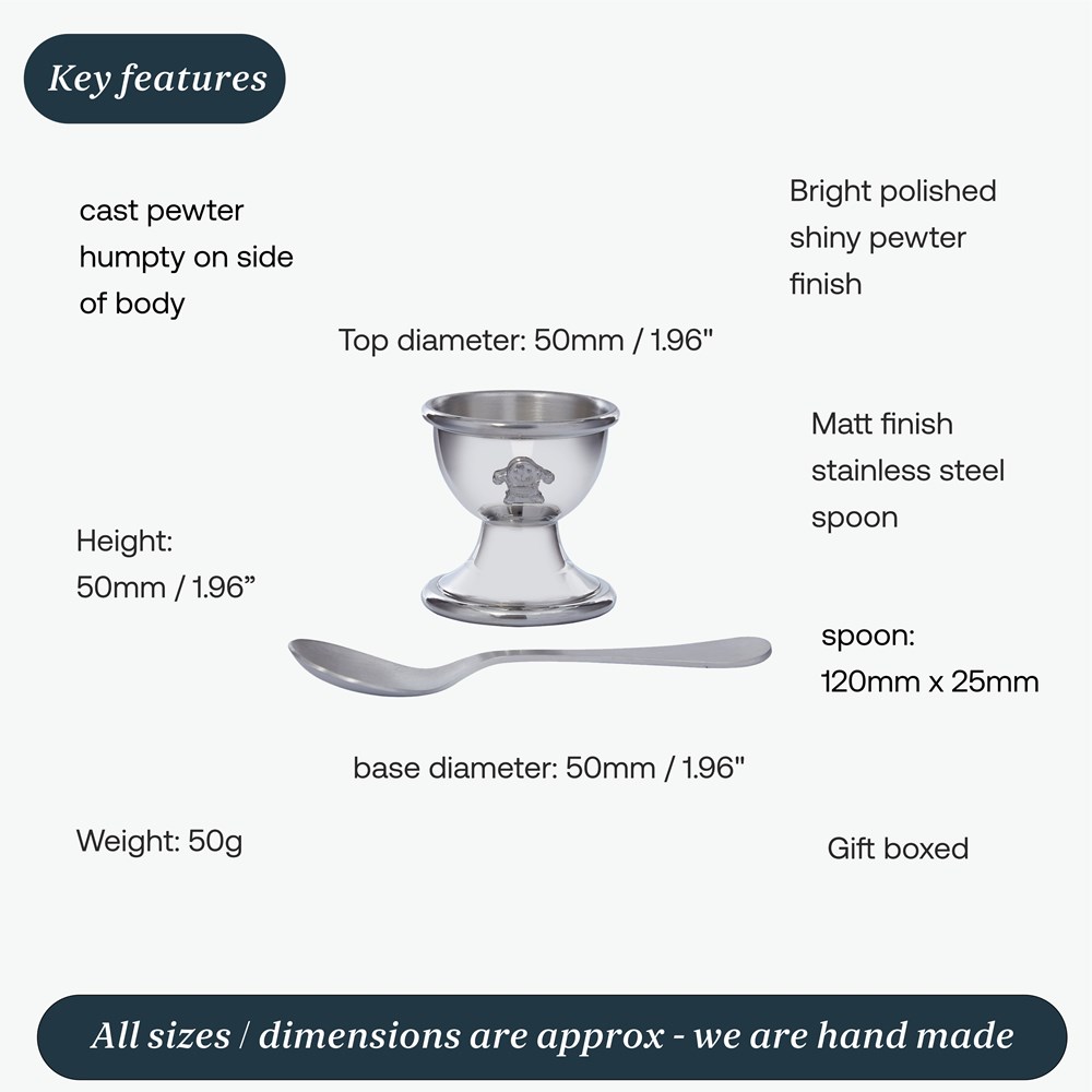 Humpty Dumpty Pewter Egg Cup And Spoon Humpty Dumpty Pewter Egg Cup And Spoon