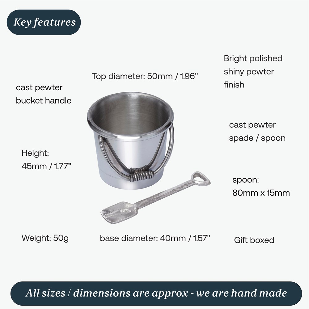 Bucket And Spade Pewter Egg Cup & Spoon