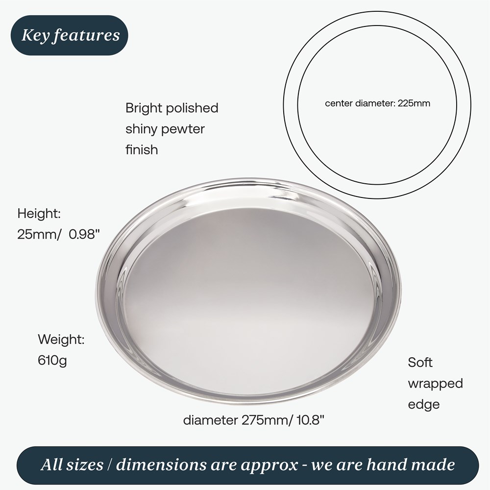 Large 300mm  Round Pewter Tray Large 300mm  Round Pewter Tray