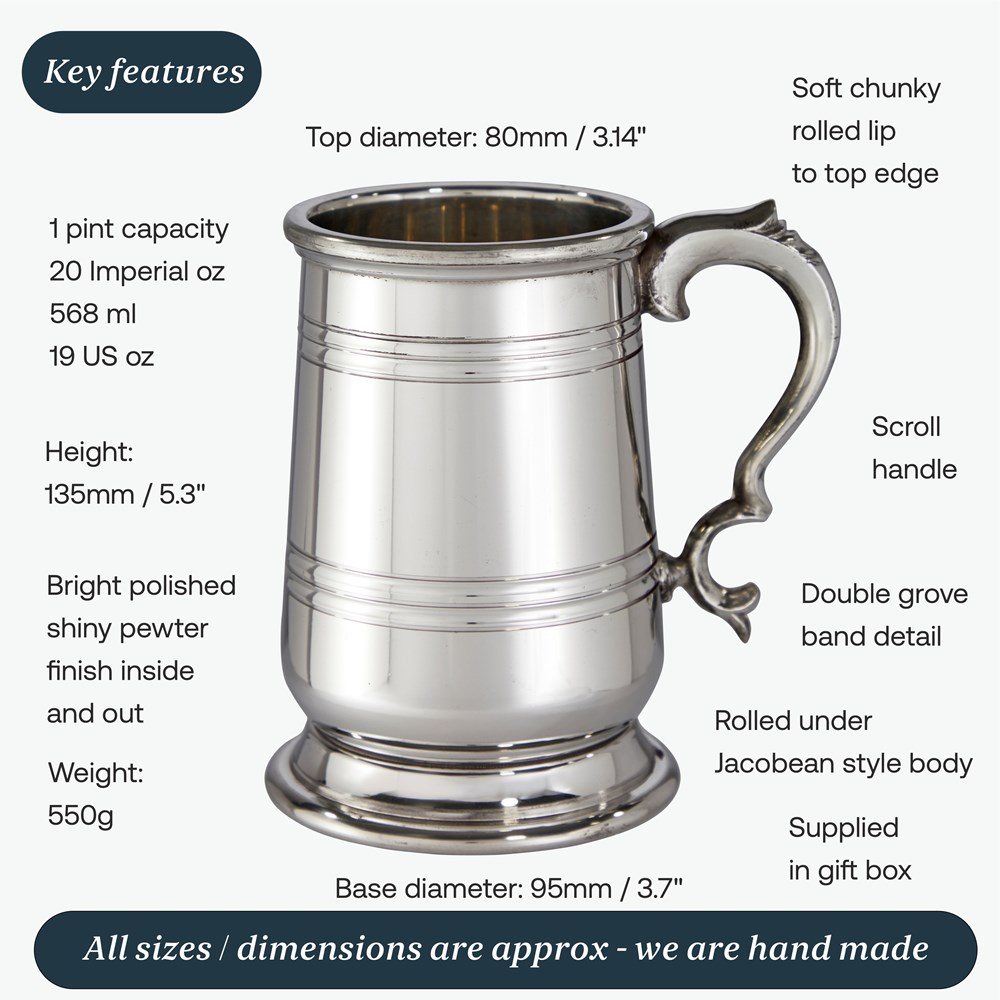 X Range Heavy Howard One Pint Pewter Tankard X Range Heavy Howard One Pint Pewter Tankard