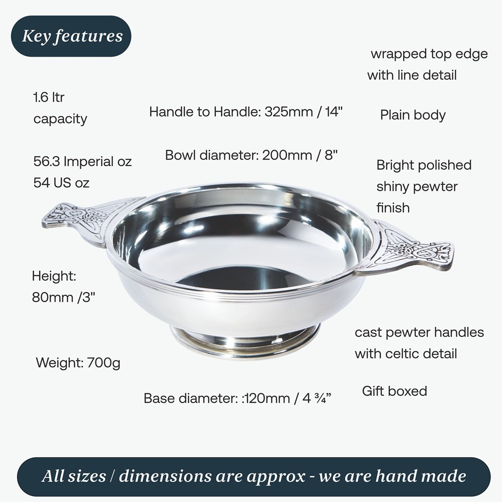 Eight Inch Pewter Quaich