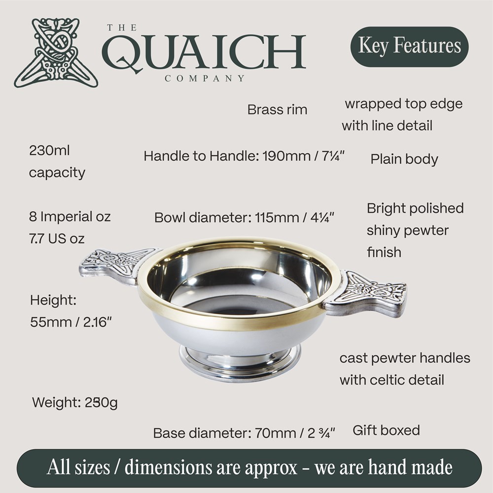 Brass Rim Large Pewter Quaich Brass Rim Large Pewter Quaich