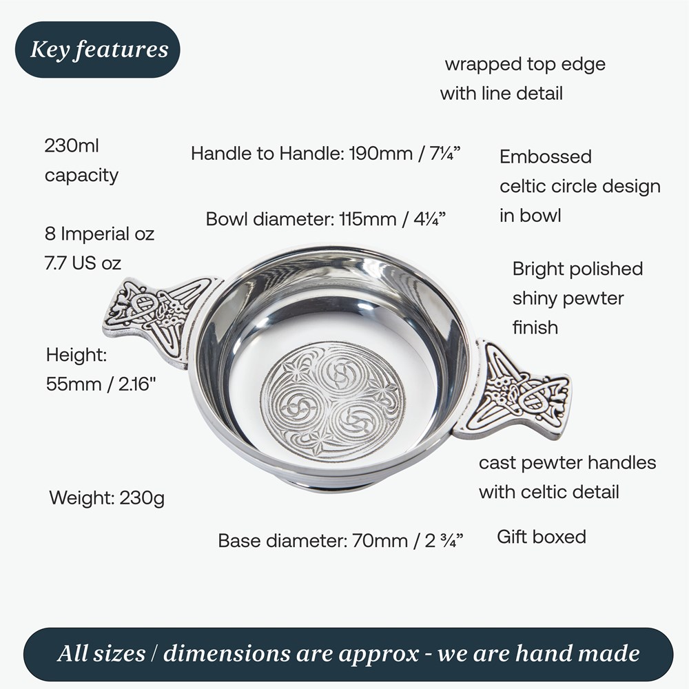 Large Kells Pewter Quaich