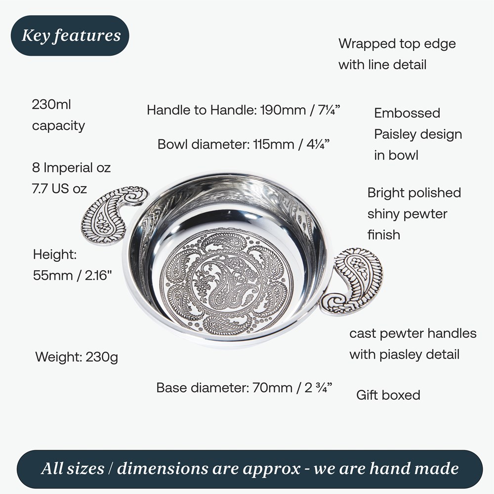 Large Paisley Pewter Quiach Large Paisley Pewter Quiach