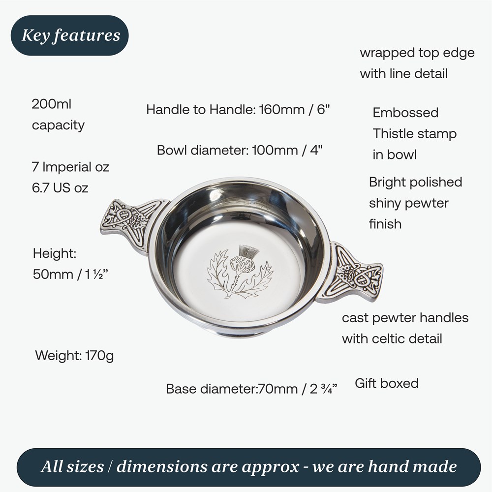 Medium Thistle Pewter Quaich Medium Thistle Pewter Quaich