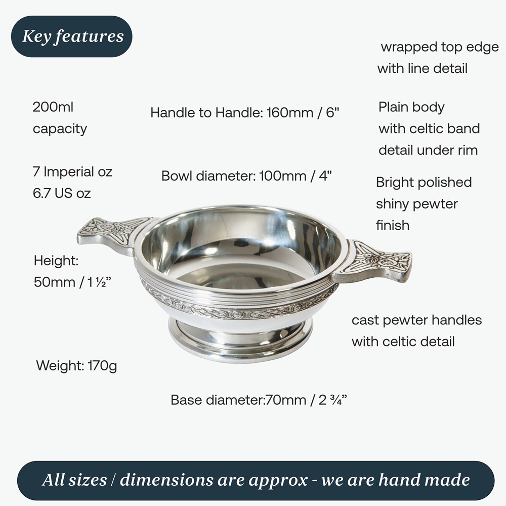 Medium Celtic Band Pewter Quaich