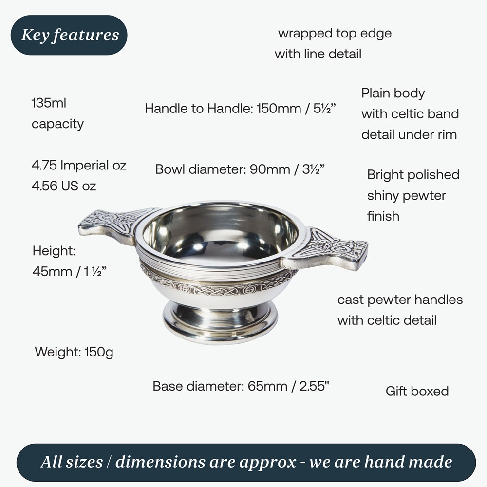 Small Celtic Band Pewter Quaich Small Celtic Band Pewter Quaich