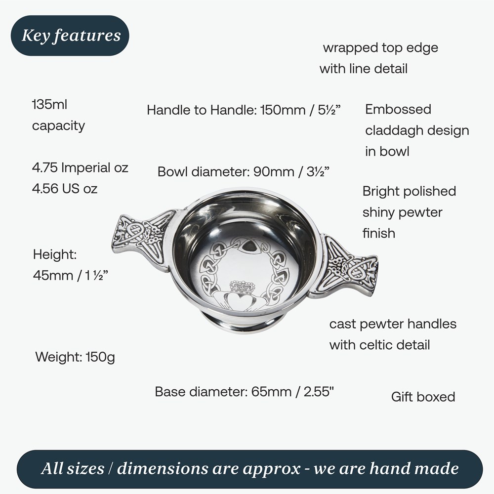 Small Claddagh Pewter Quaich Small Claddagh Pewter Quaich