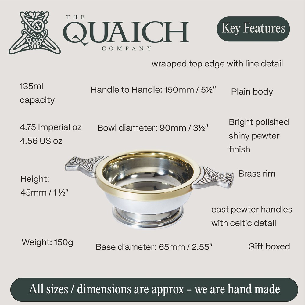 Brass Rim Standard Pewter Quaich Brass Rim Standard Pewter Quaich