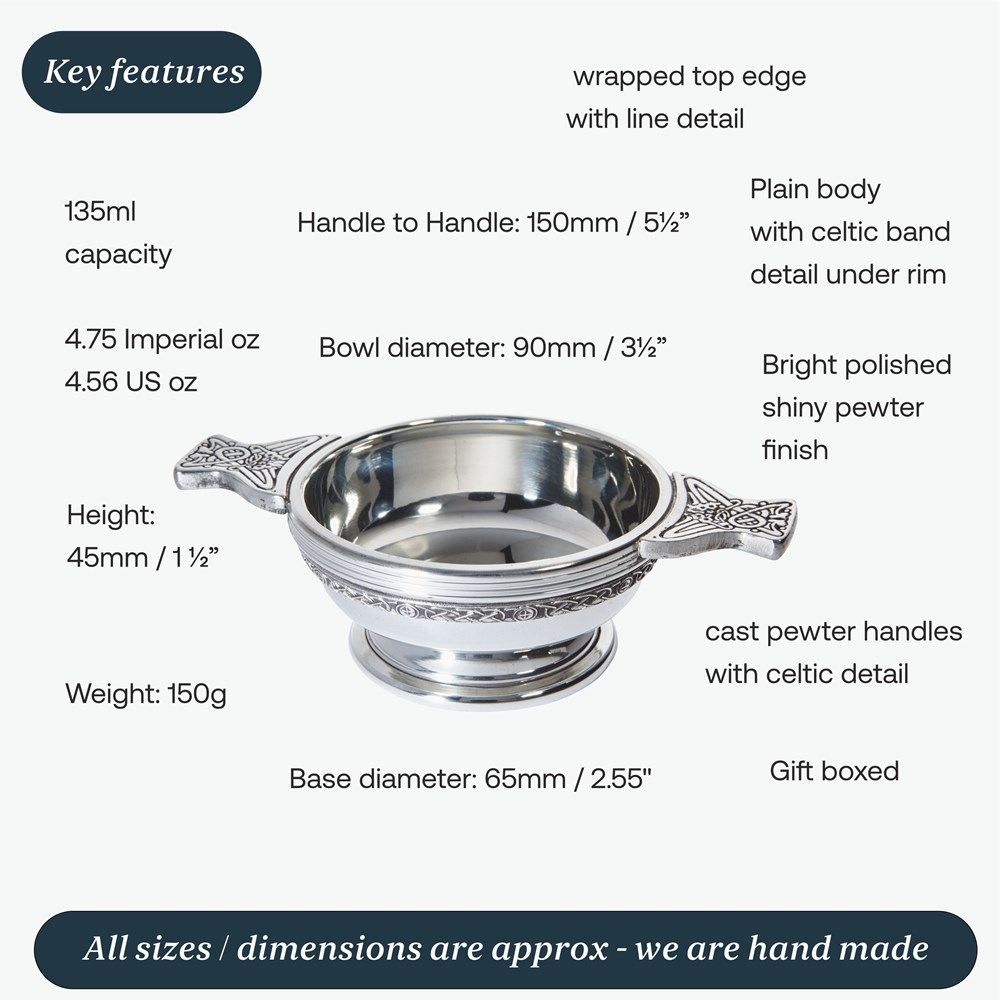 Standard Celtic Band Pewter Quaich
