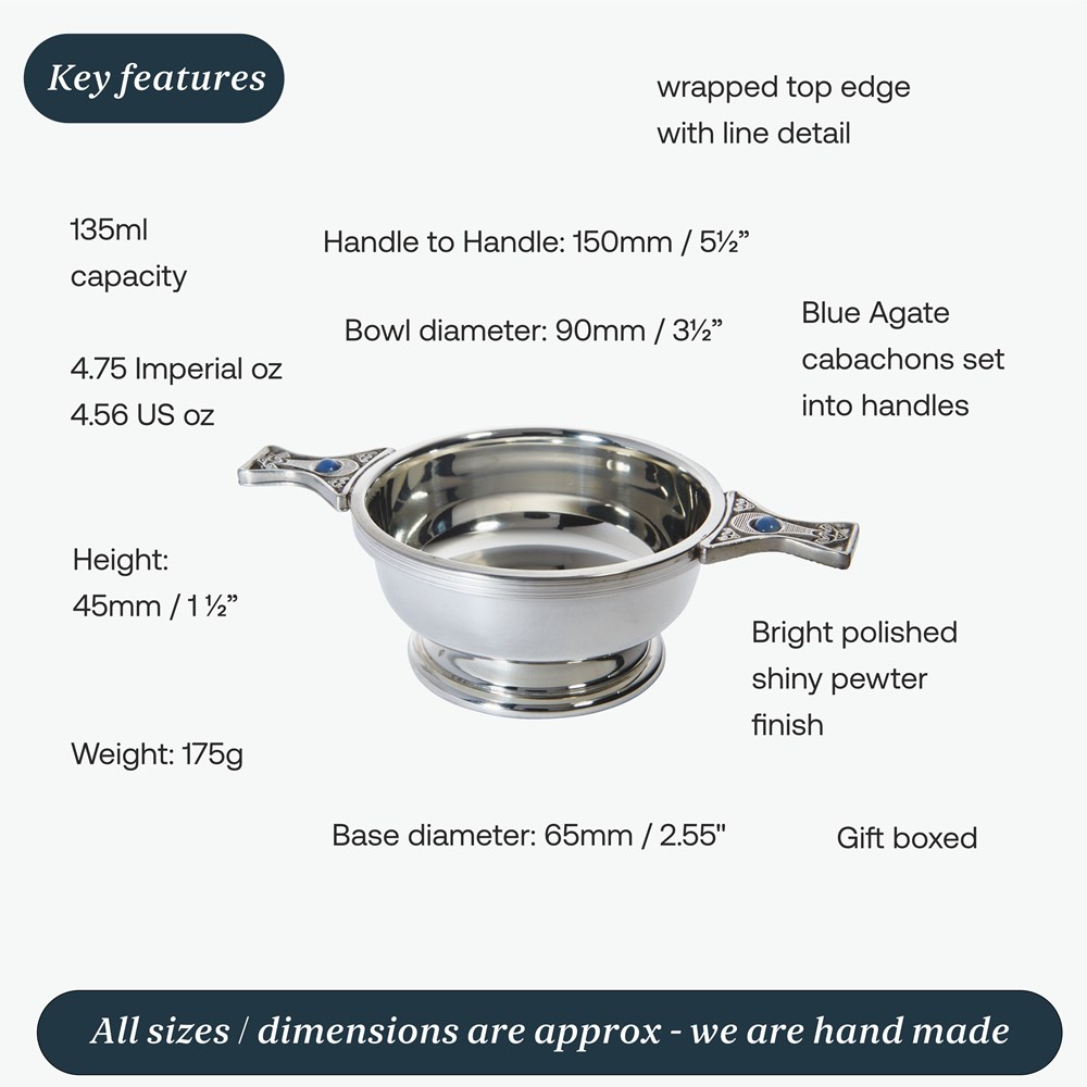 Standard Gem Handle Pewter Quaich Standard Gem Handle Pewter Quaich