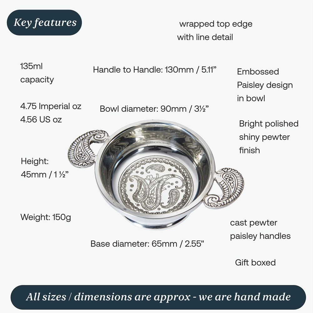 Standard Paisley Pewter Quaich Standard Paisley Pewter Quaich