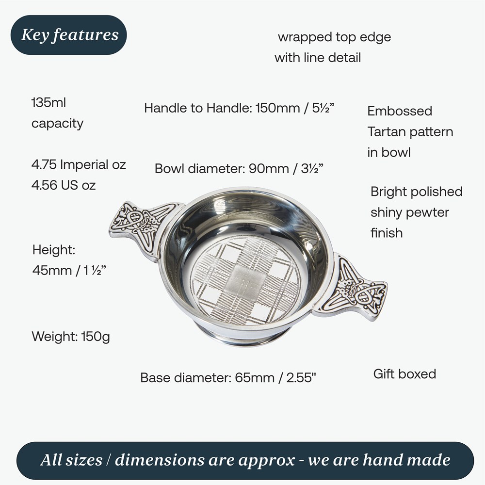 Standard Tartan Pewter Quaich Standard Tartan Pewter Quaich