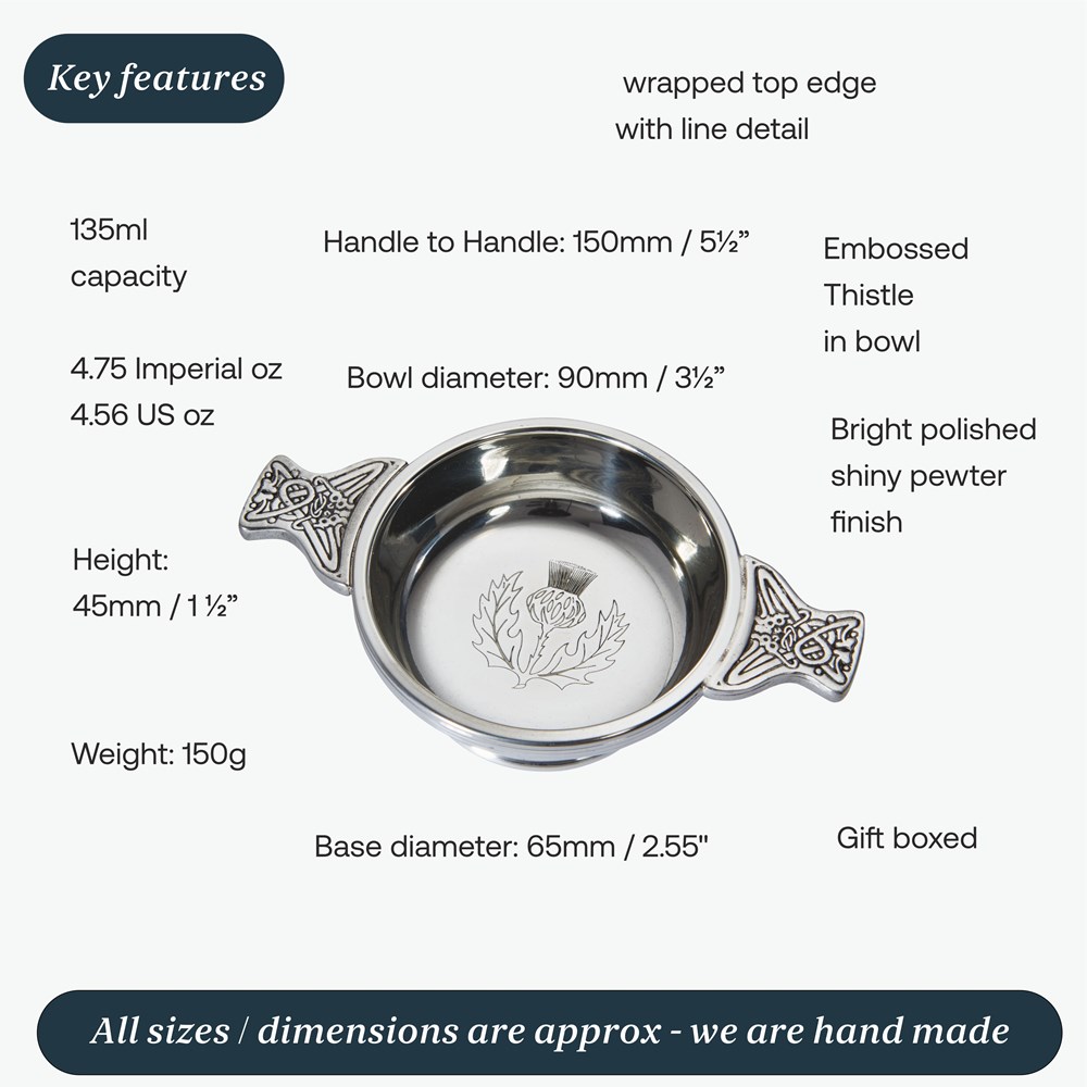Standard Thistle Pewter Quaich Standard Thistle Pewter Quaich