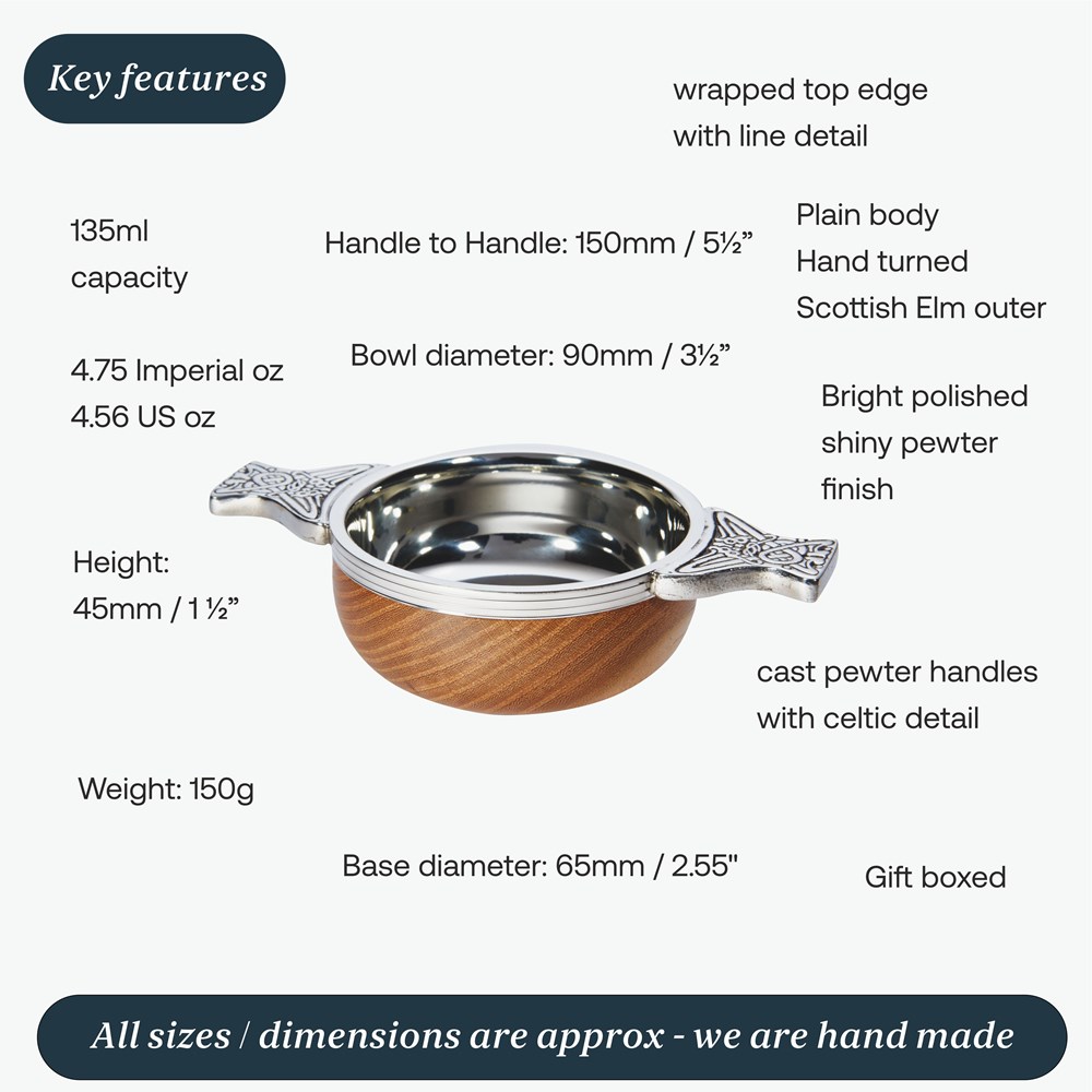Small Wood And Pewter Quaich