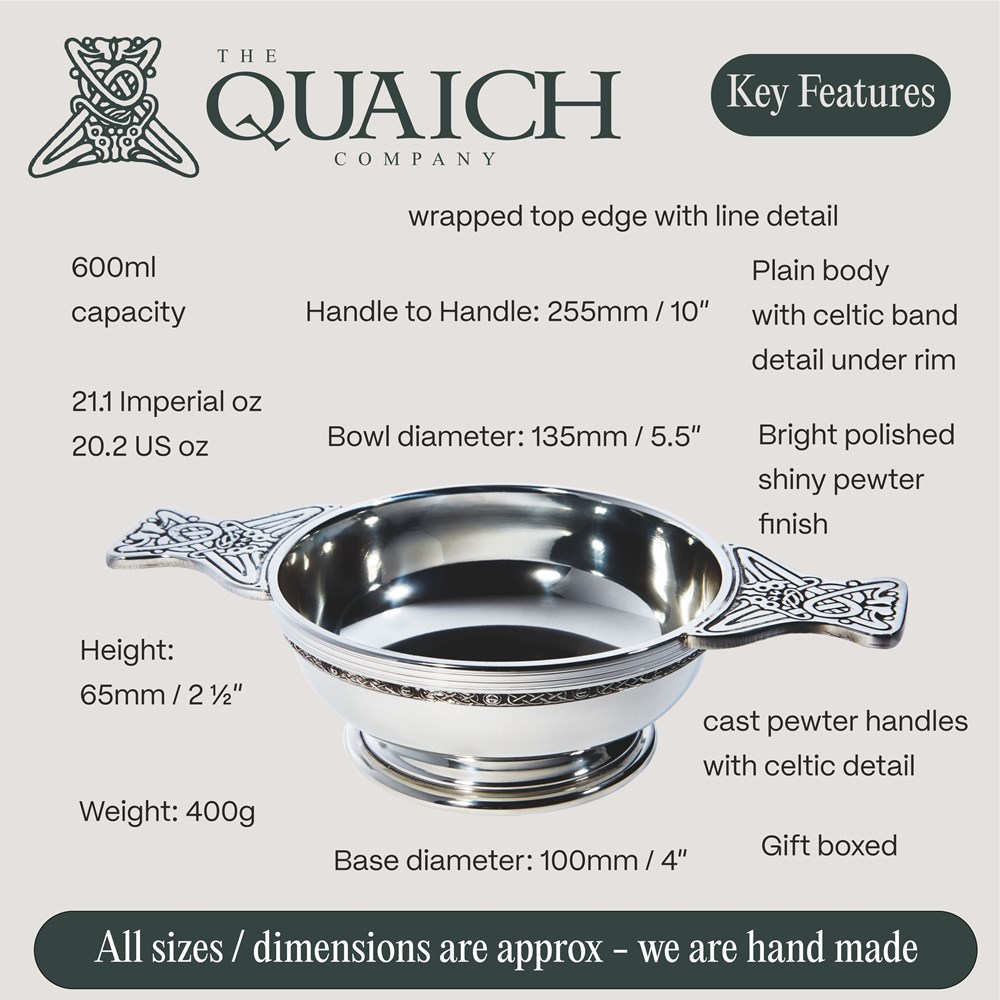 Celtic Band Pewter Large Plus Quaich