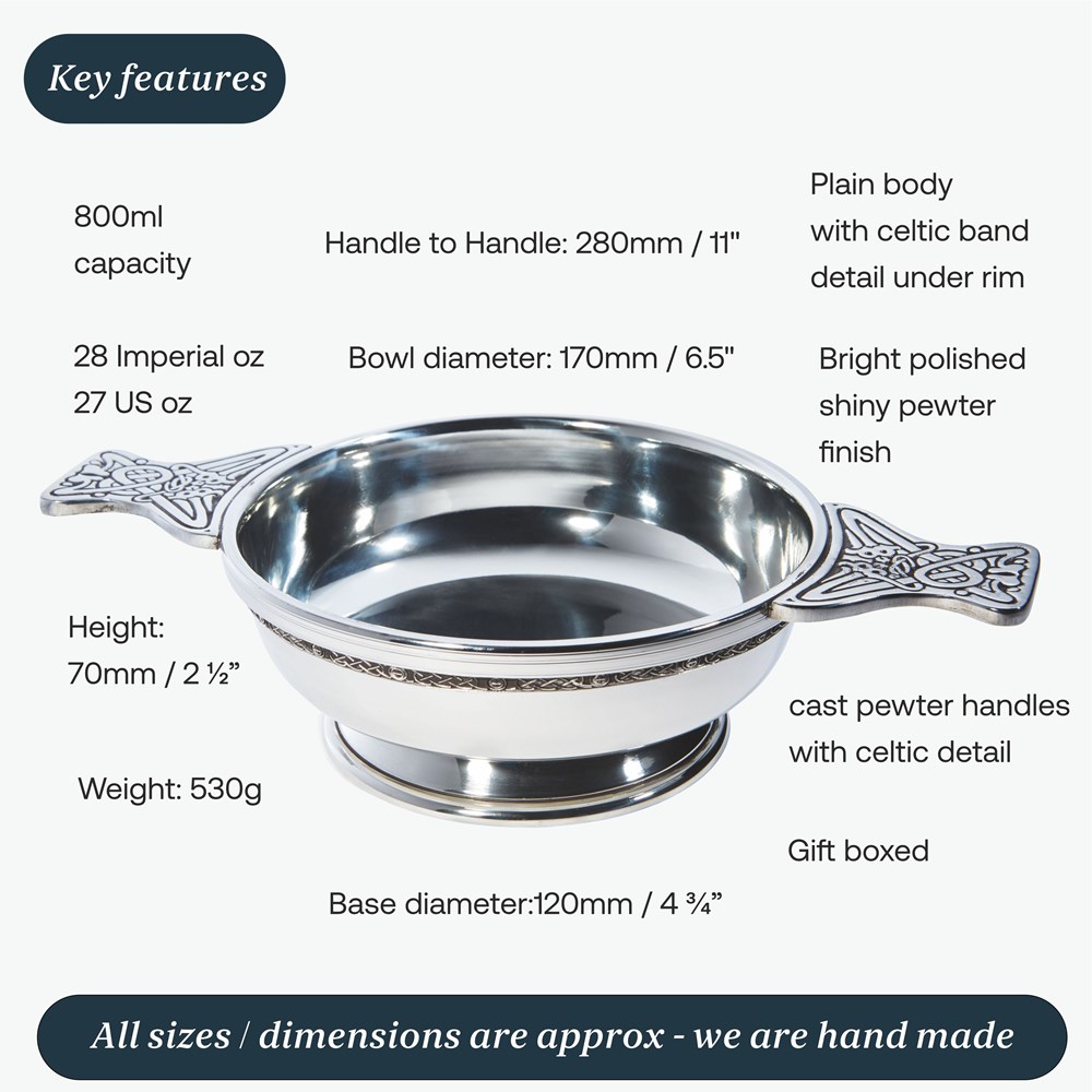 Xl Celtic Band Pewter Quaich