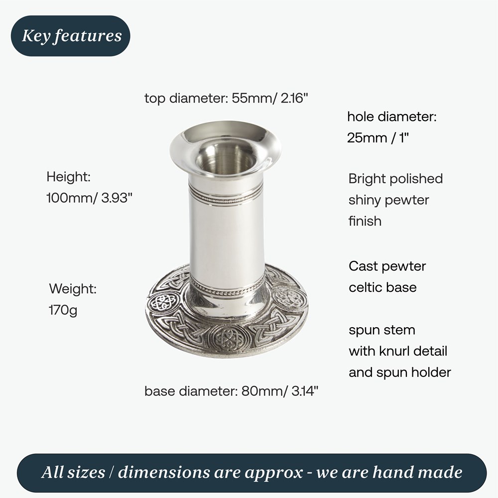 Large Celtic Base Pewter Candle Holder Large Celtic Base Pewter Candle Holder