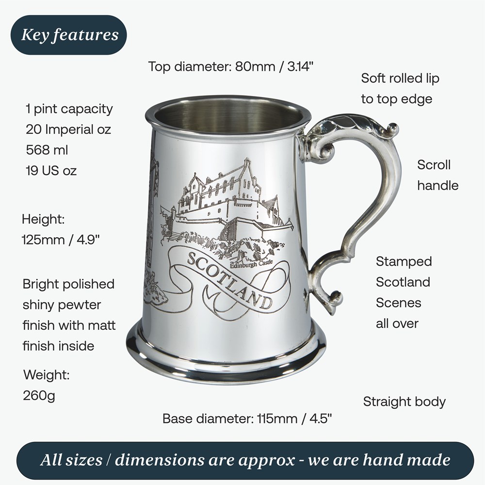 Scotland One Pint Pewter Tankard Scotland One Pint Pewter Tankard