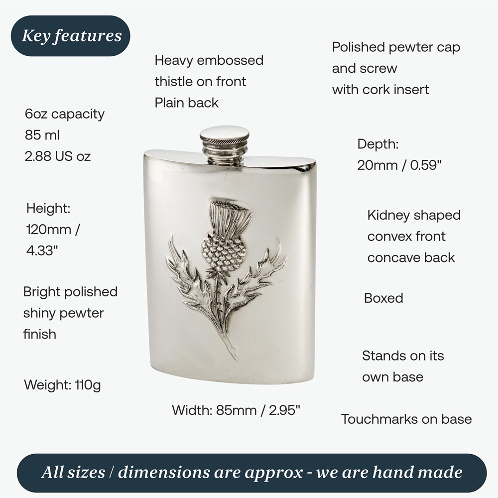 6oz Embossed Thistle Flask