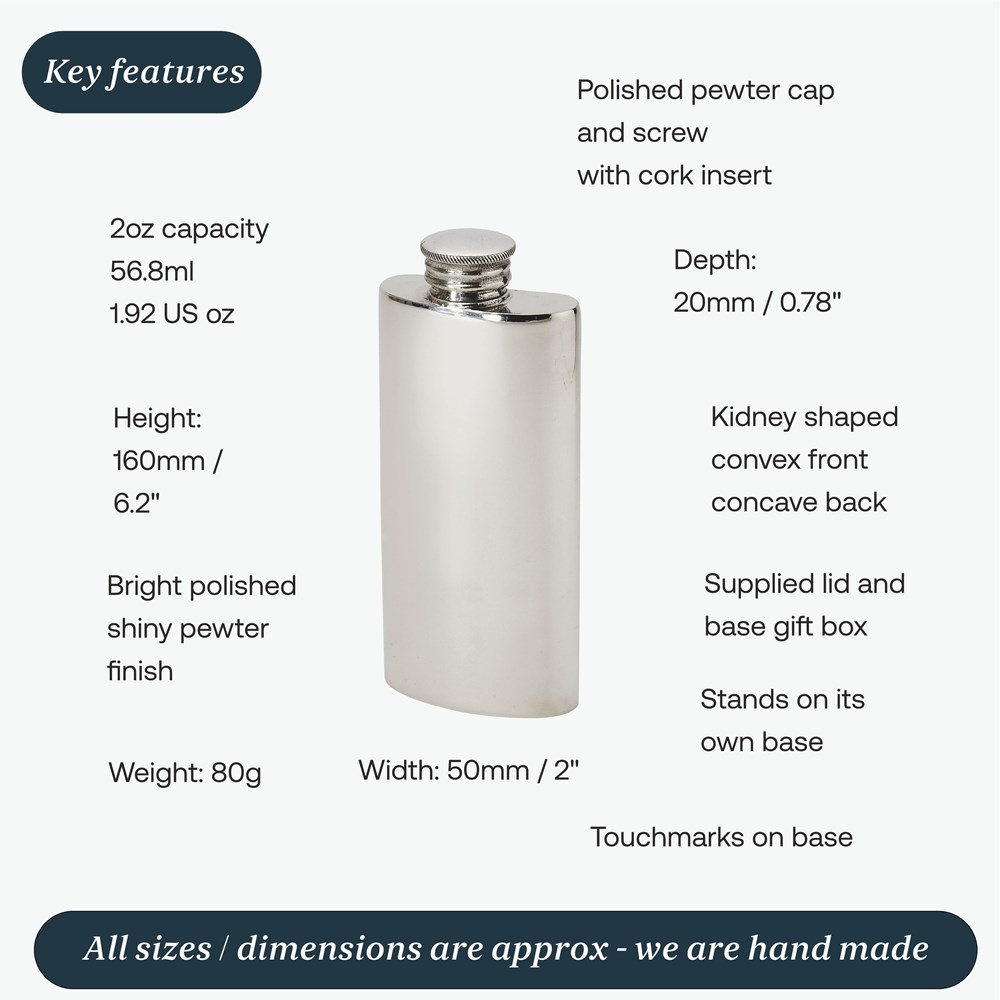 2oz Plain Pewter Purse Flask 2oz Plain Pewter Purse Flask