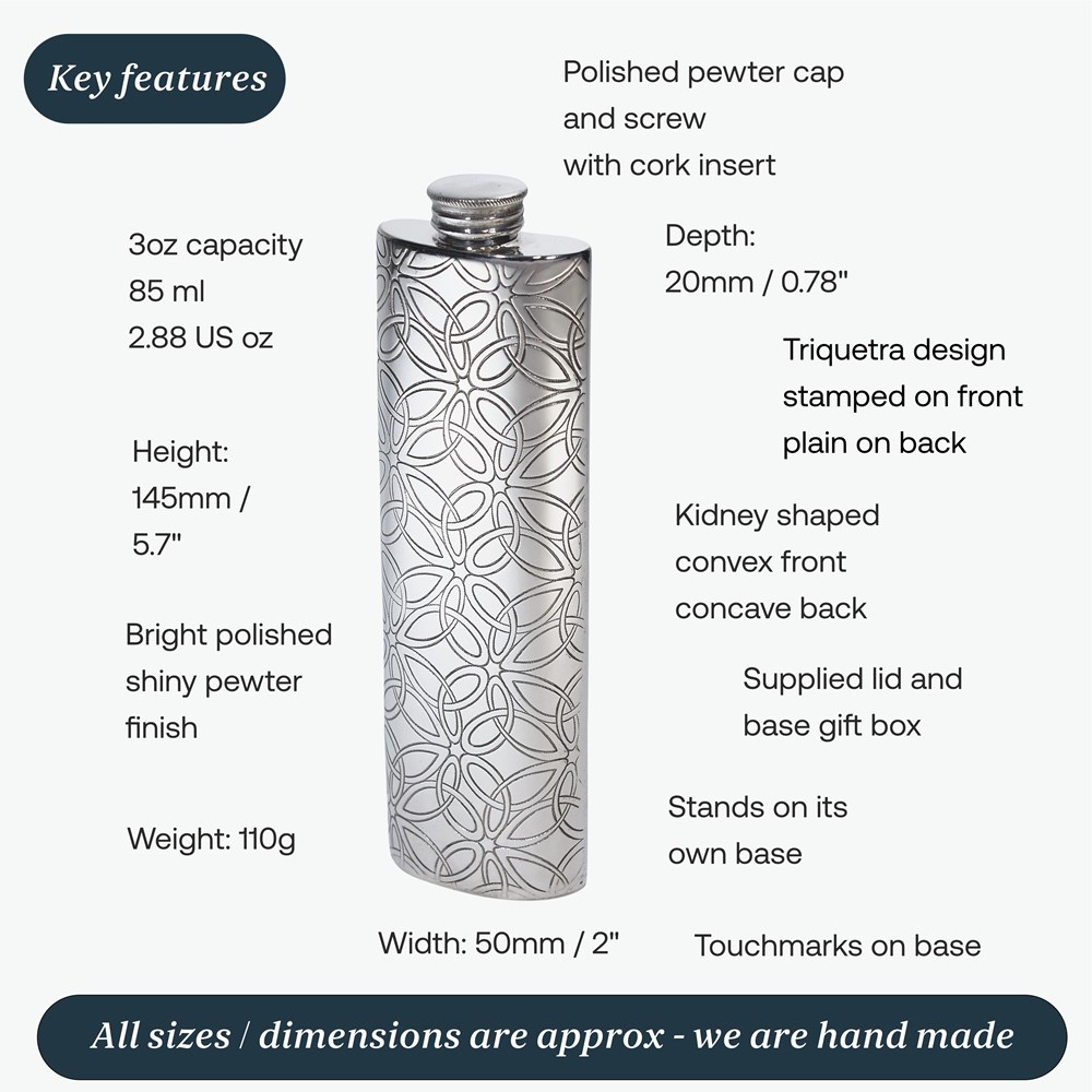 Triquetra 3oz Pewter Purse Flask Triquetra 3oz Pewter Purse Flask