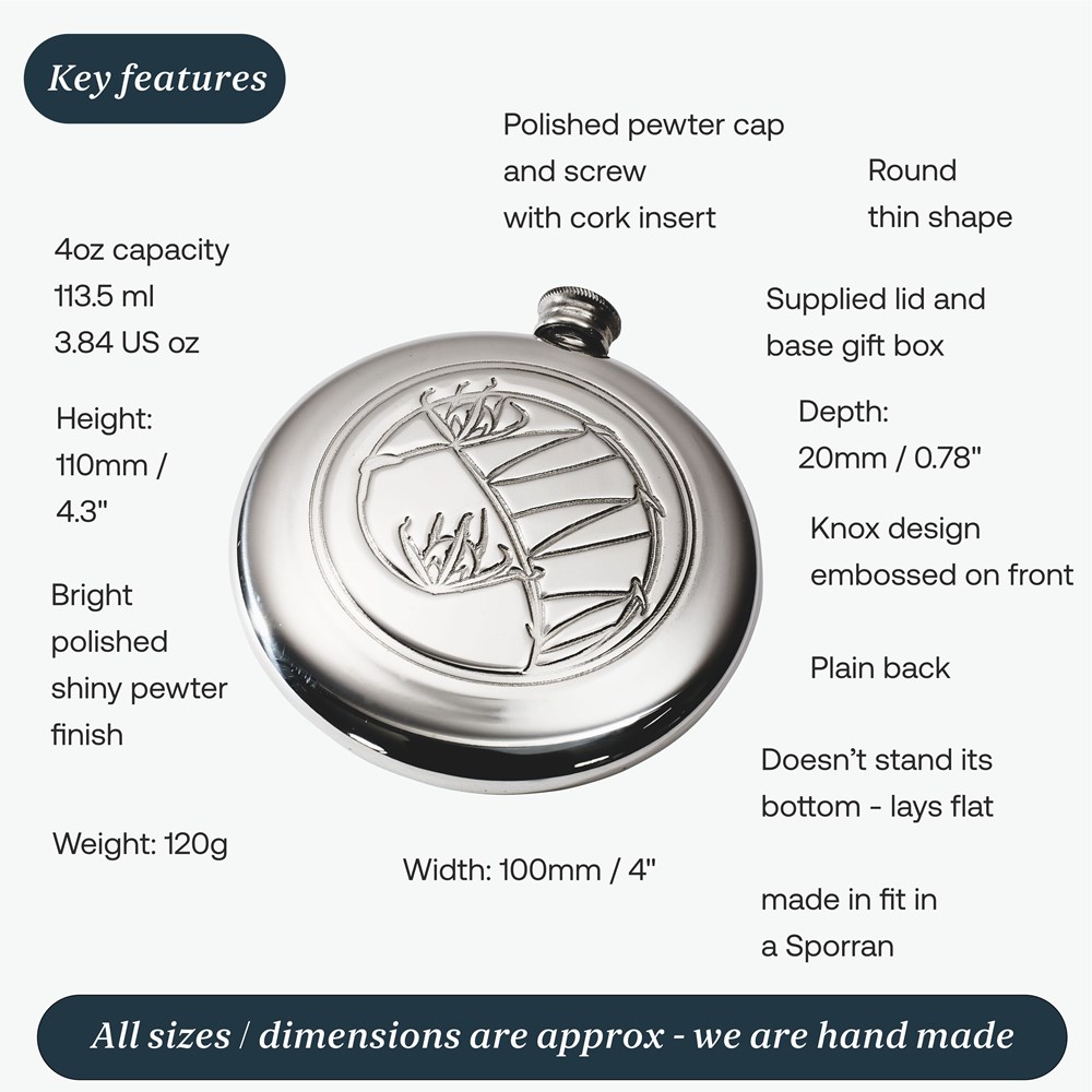 Knox 4oz Pewter Sporran Flask