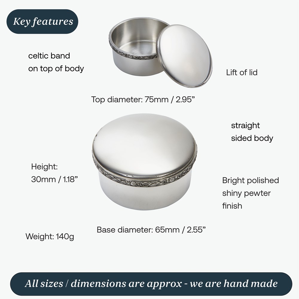 Medium Celtic Pewter Trinket Box