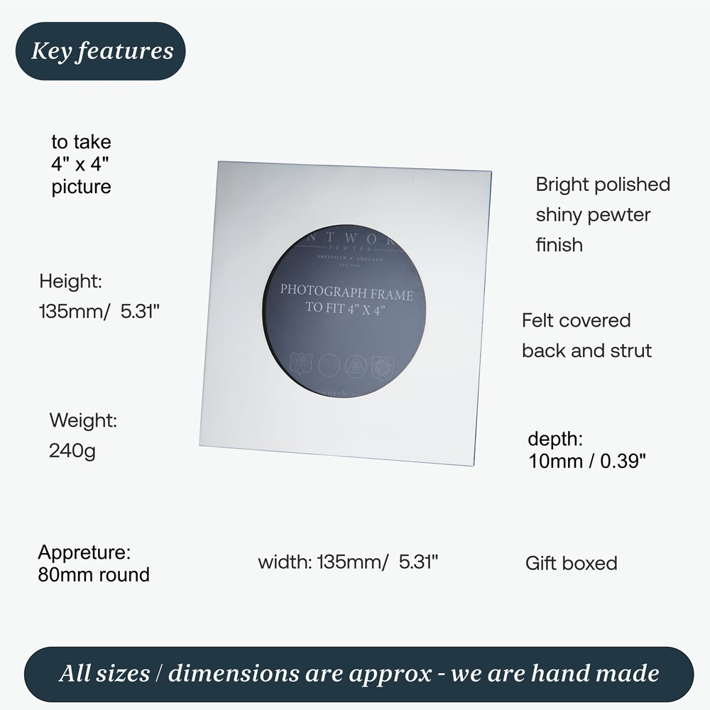 Small Plain Square 4"X4" Pewter Picture Frame Small Plain Square 4"X4" Pewter Picture Frame