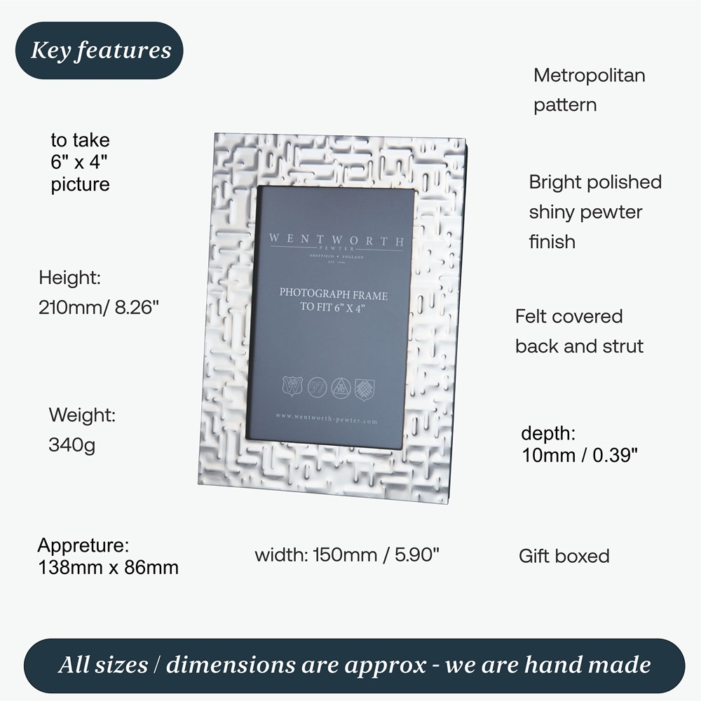 Medium Metropolitan Pewter 6"X4" Picture Frame Medium Metropolitan Pewter 6"X4" Picture Frame