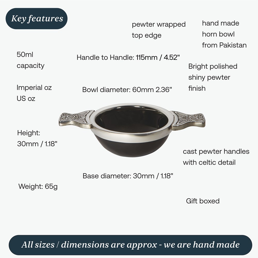 80mm Horn And Pewter Quaich 80mm Horn And Pewter Quaich