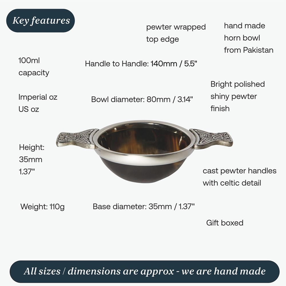 100mm Horn And Pewter Quaich 100mm Horn And Pewter Quaich