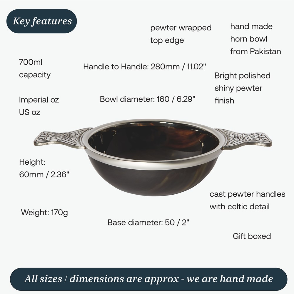 160mm Horn And Pewter Quaich 160mm Horn And Pewter Quaich