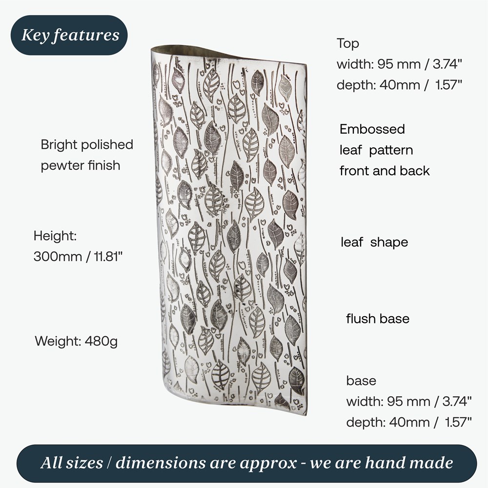 Large Leaf Pewter Vase