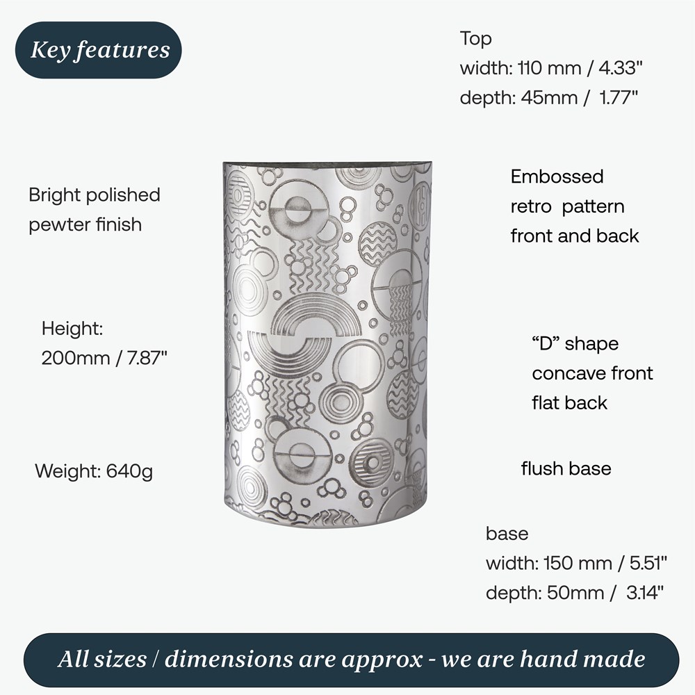Retro "D" Pewter Medium Vase