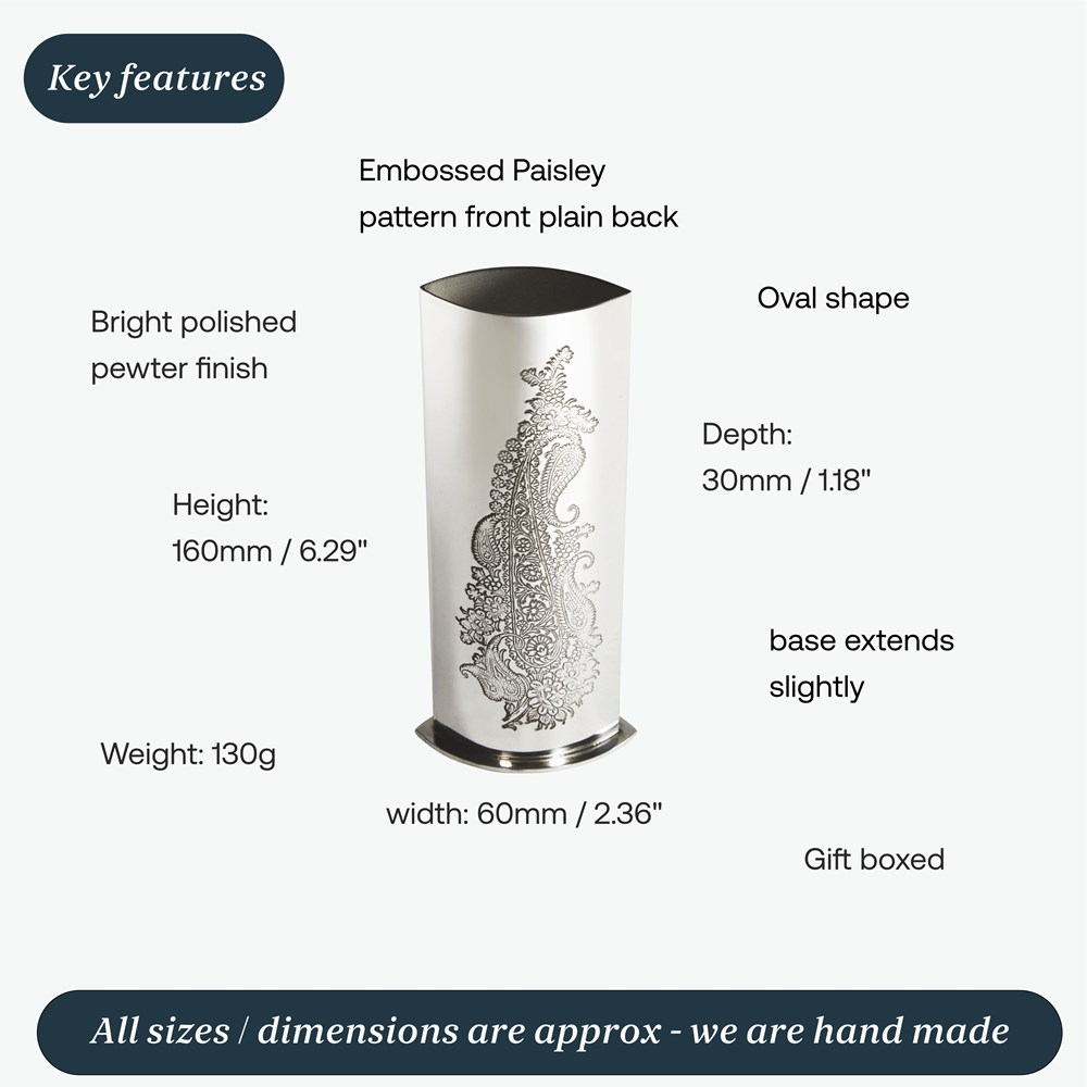 Single Paisley Pewter Budvase Single Paisley Pewter Budvase