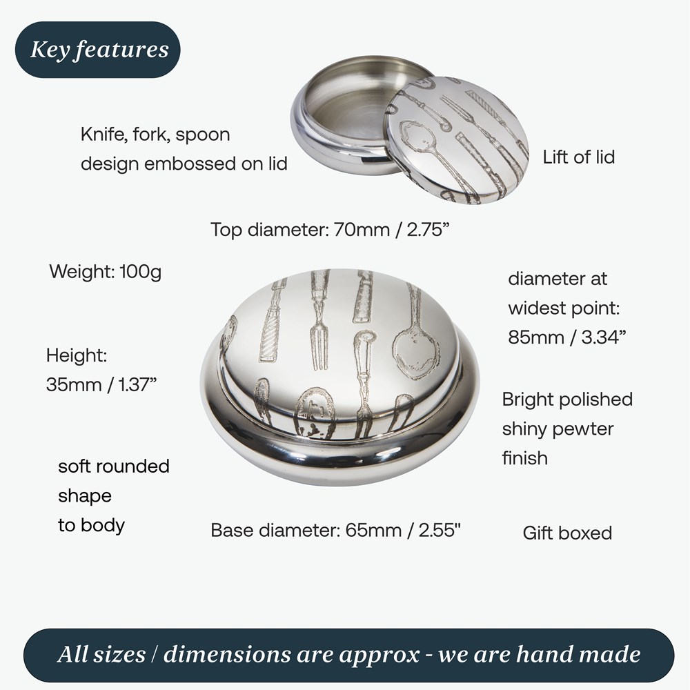 Knife Fork Spoon Pewter Trinket Box Knife Fork Spoon Pewter Trinket Box