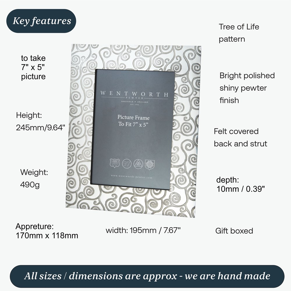 Large Tree Of Life 7"X5" Pewter Picture Frame Large Tree Of Life 7"X5" Pewter Picture Frame