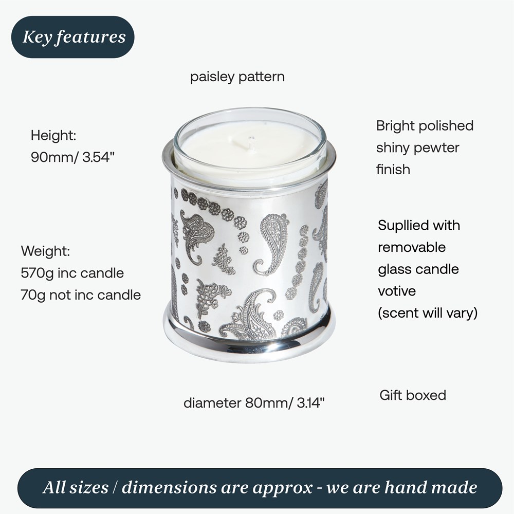 Paisley Pewter Candle Votive Holder Paisley Pewter Candle Votive Holder