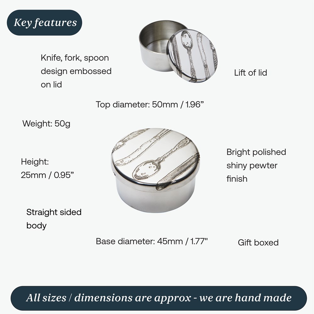 Small Knife Fork Spoon Pewter Trinket Box Small Knife Fork Spoon Pewter Trinket Box