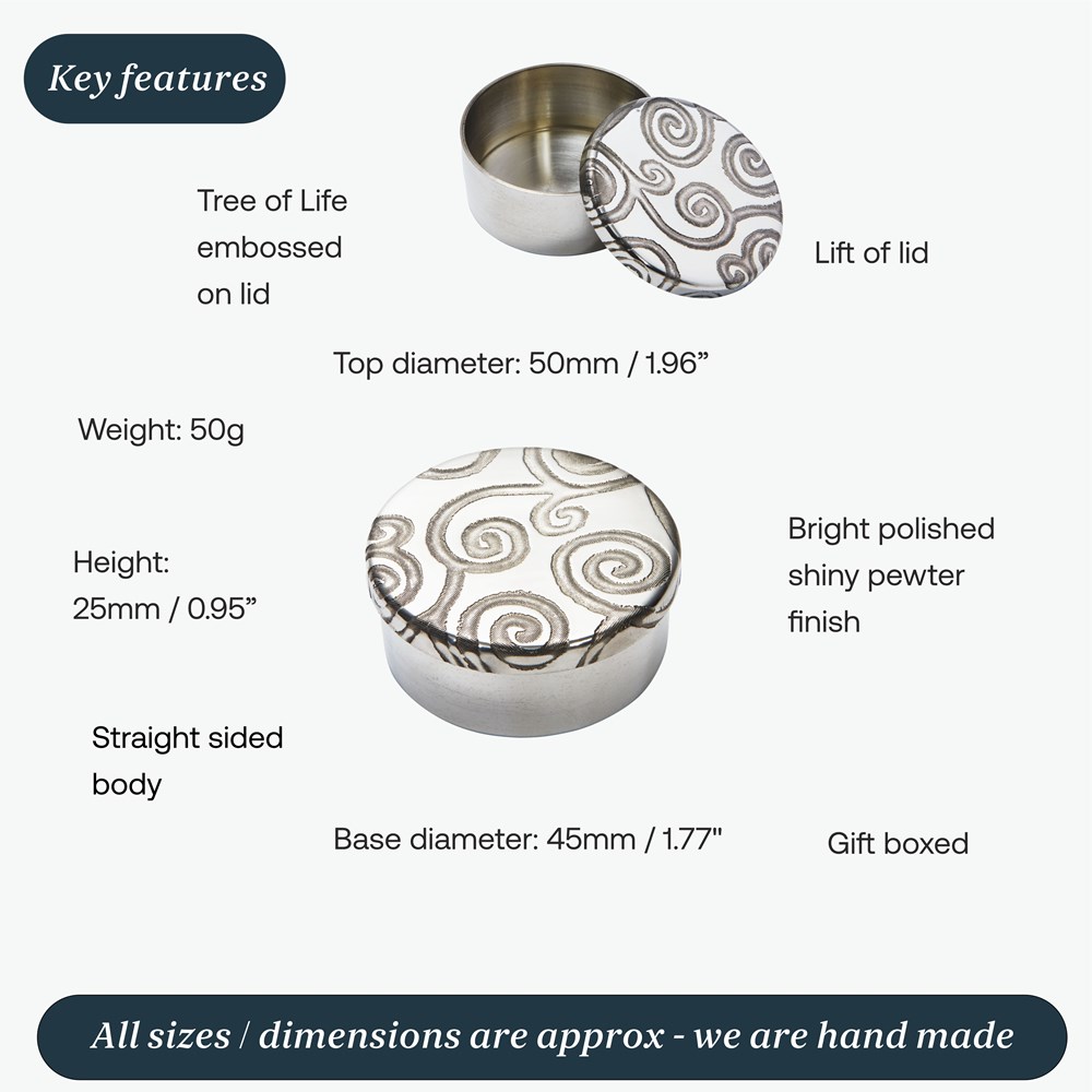 Small Tree Of Life Pewter Trinket Pill Box Small Tree Of Life Pewter Trinket Pill Box