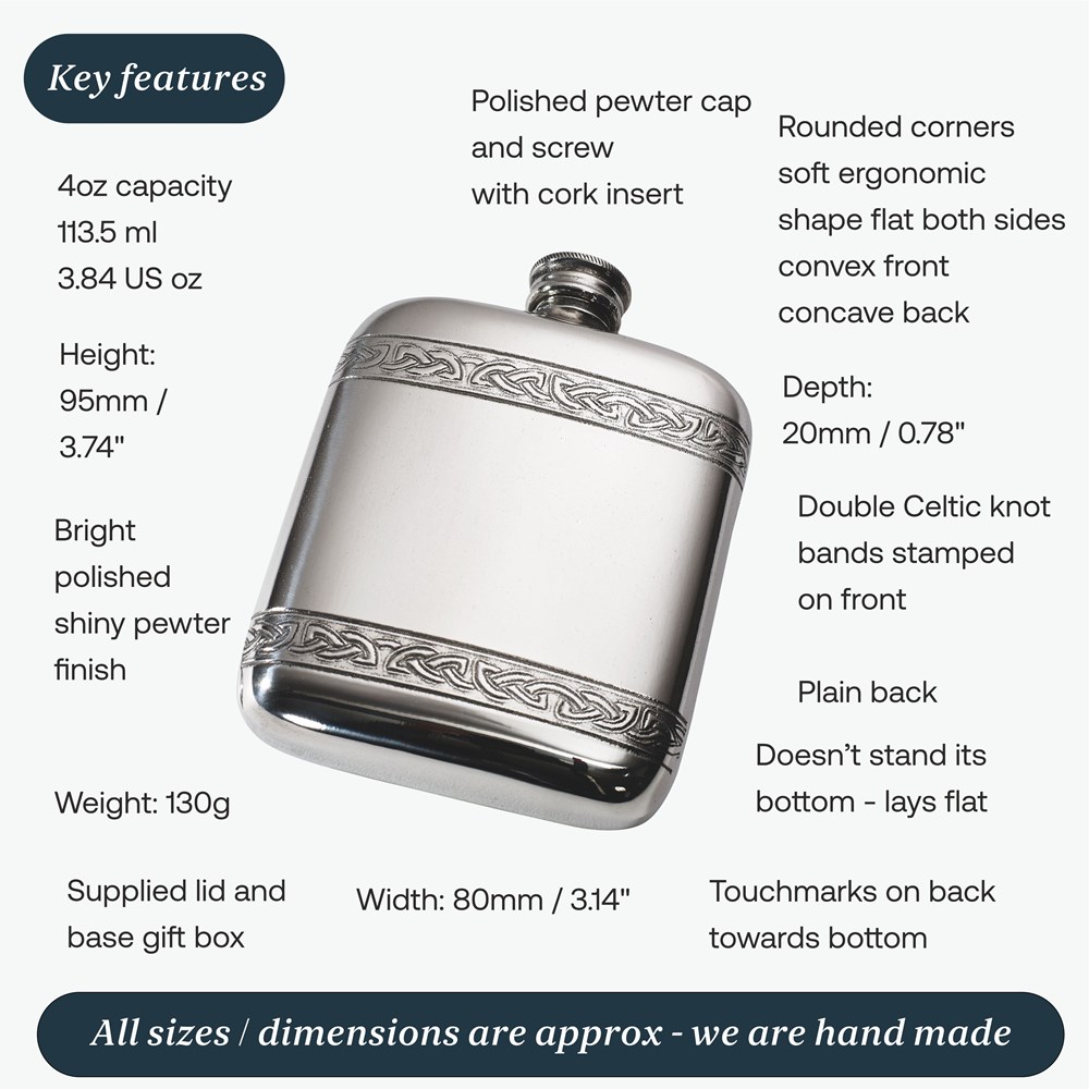 Celtic Bands Pewter Pocket Flask