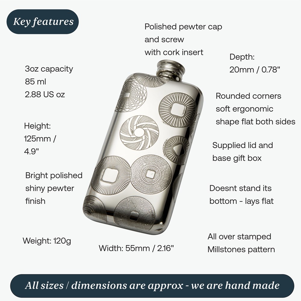 3oz Millstones Pocket Flask 3oz Millstones Pocket Flask