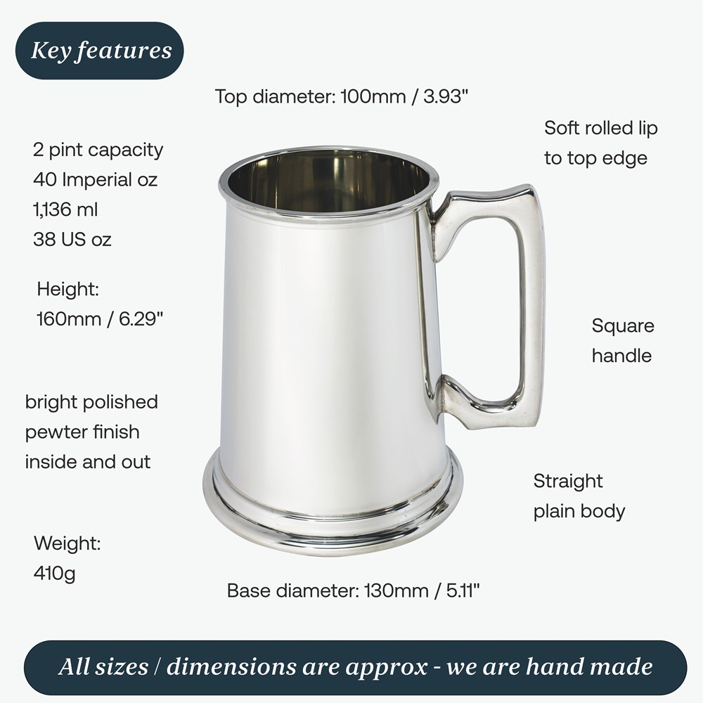 Plain Two Pint Pewter Tankard Plain Two Pint Pewter Tankard