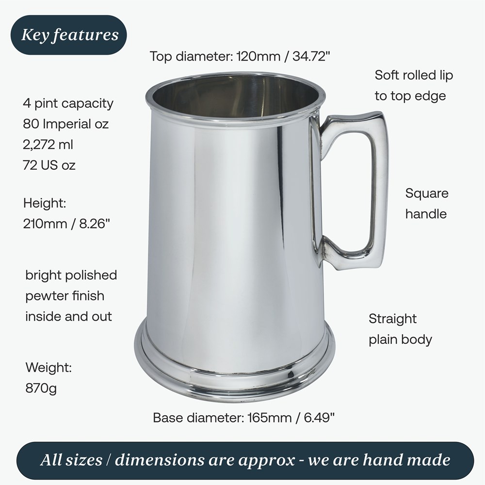 Plain Giant Four Pint Pewter Tankard Plain Giant Four Pint Pewter Tankard