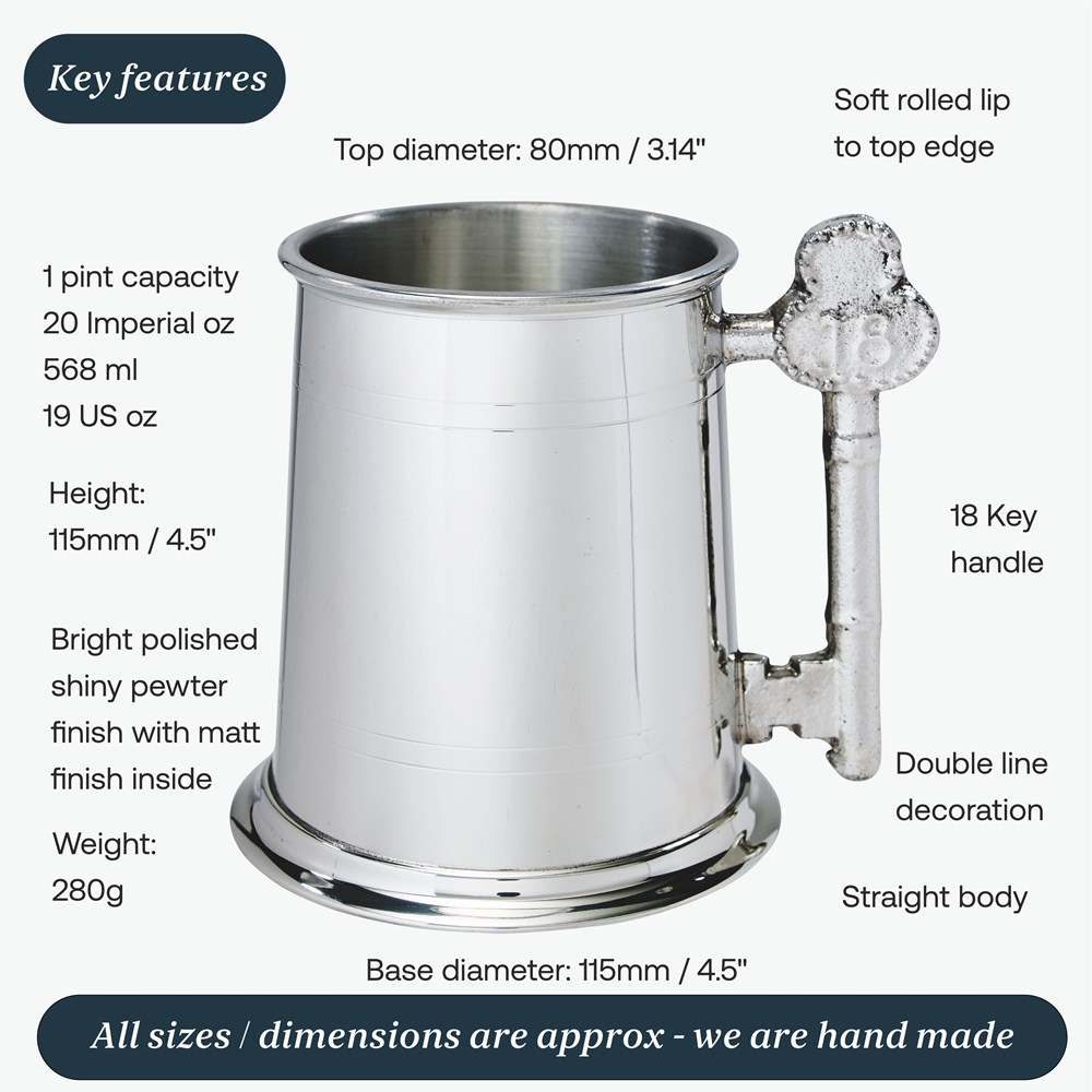 18 Key Handle One Pint Pewter Tankard 18 Key Handle One Pint Pewter Tankard