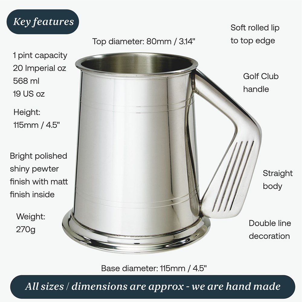 Golf Handle One Pint Pewter Tankard Golf Handle One Pint Pewter Tankard